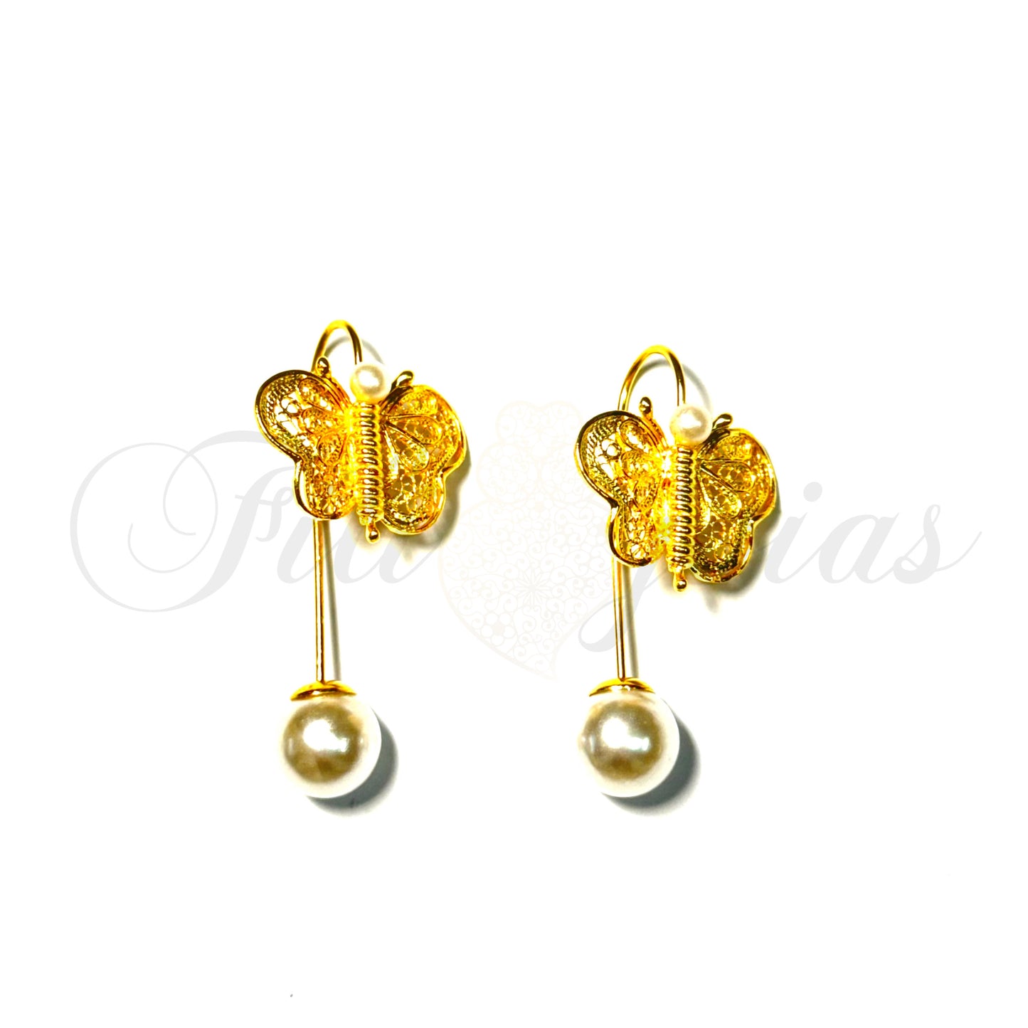 Brinco Pérola com Borboleta