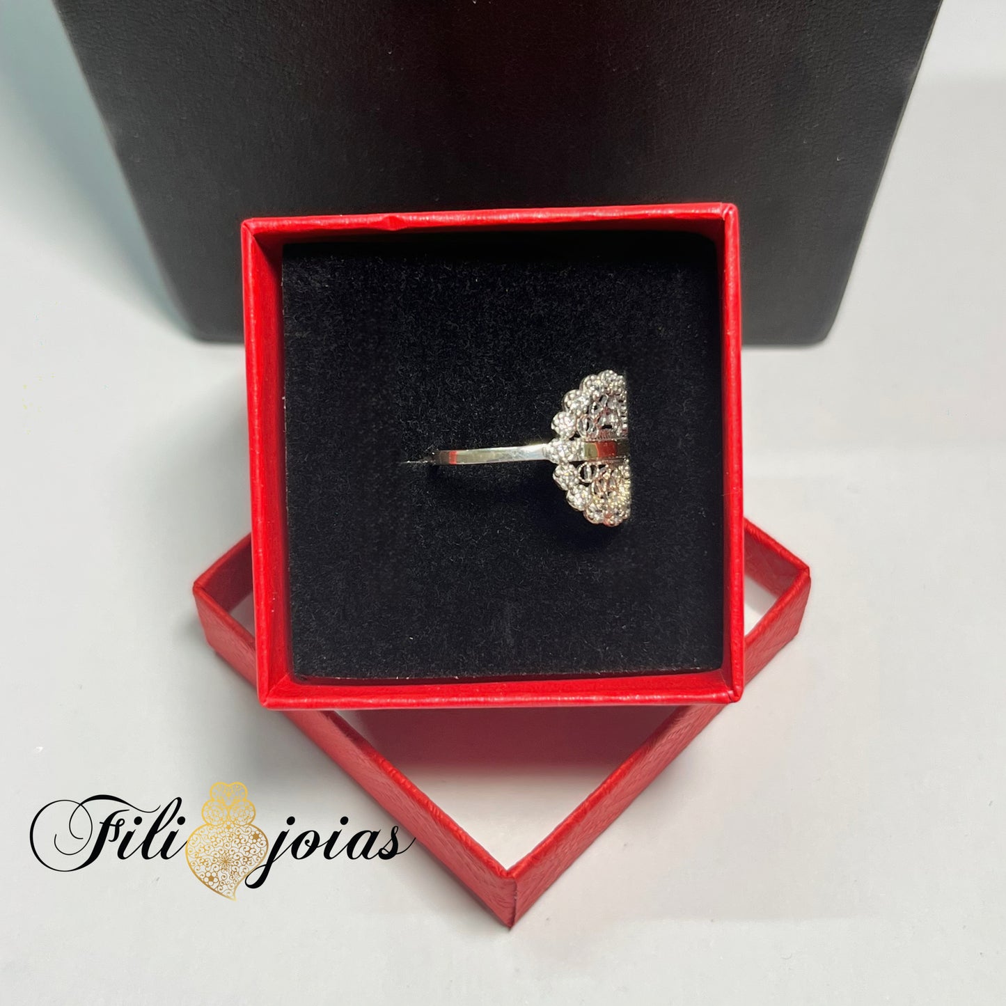 Anel Círculo de Filigrana Prata e Ouro