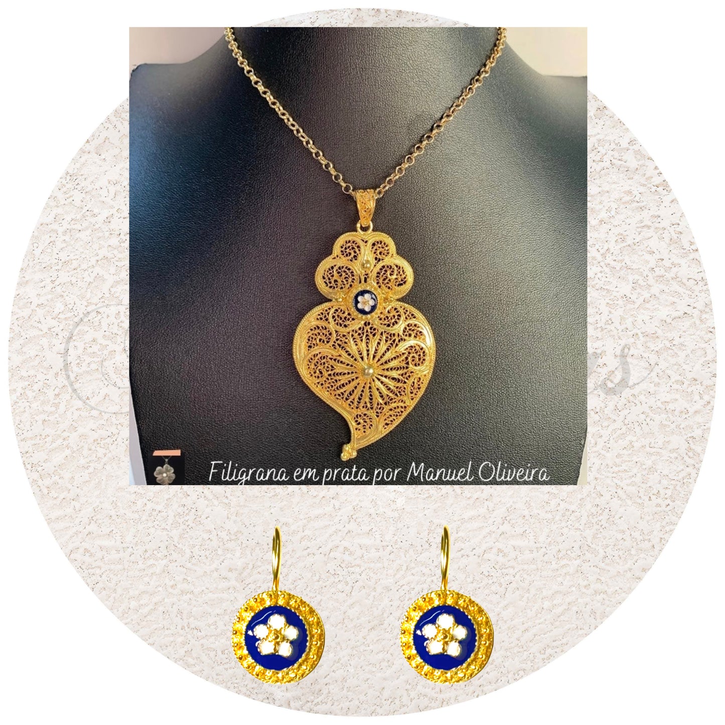 Conjunto Medalha Coração de Viana com Rosinha de Portugal