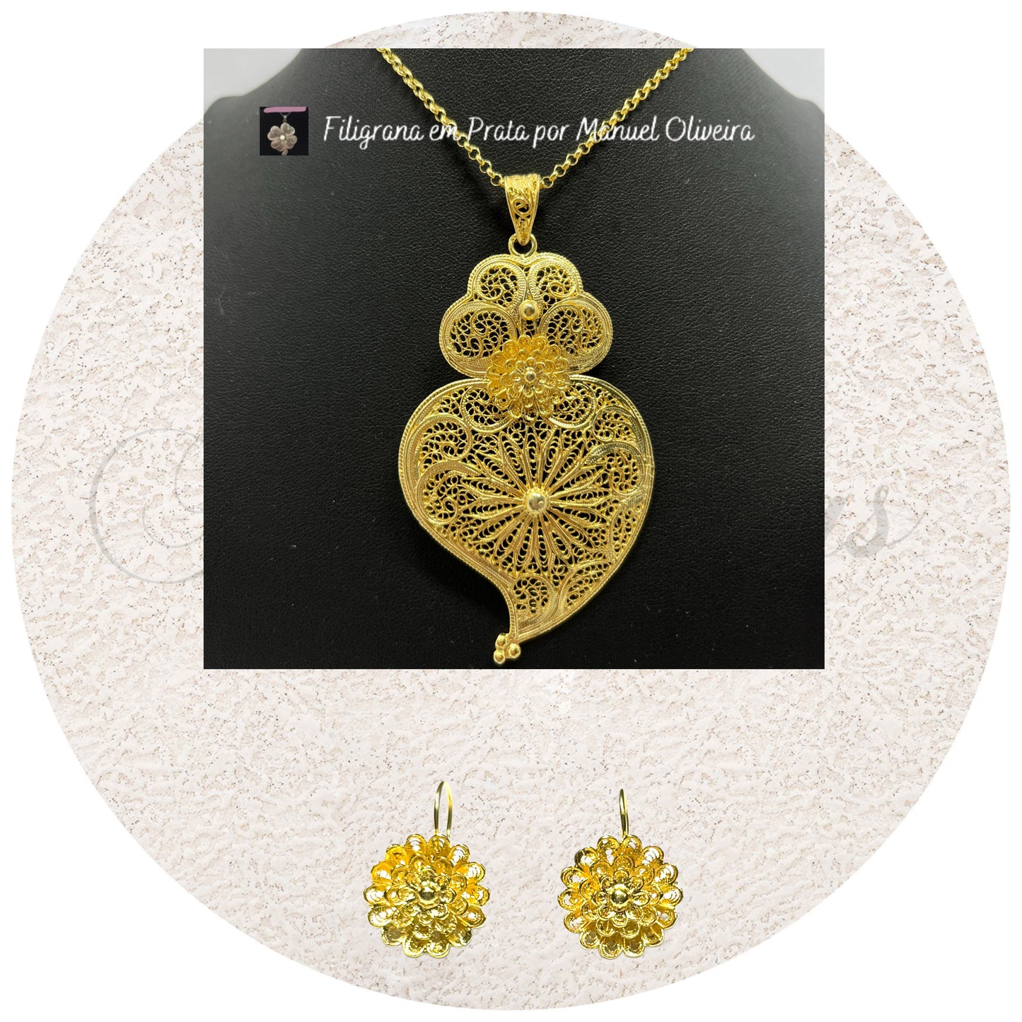 Conjunto Coração de Viana com Flor aberta