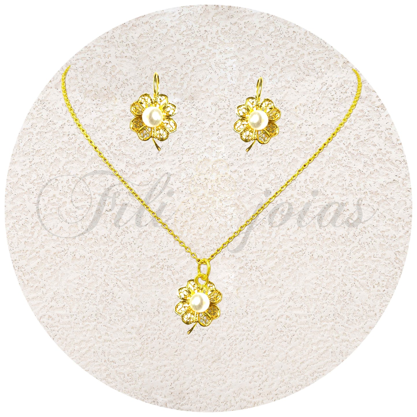 Conjunto Trevos de Filigrana