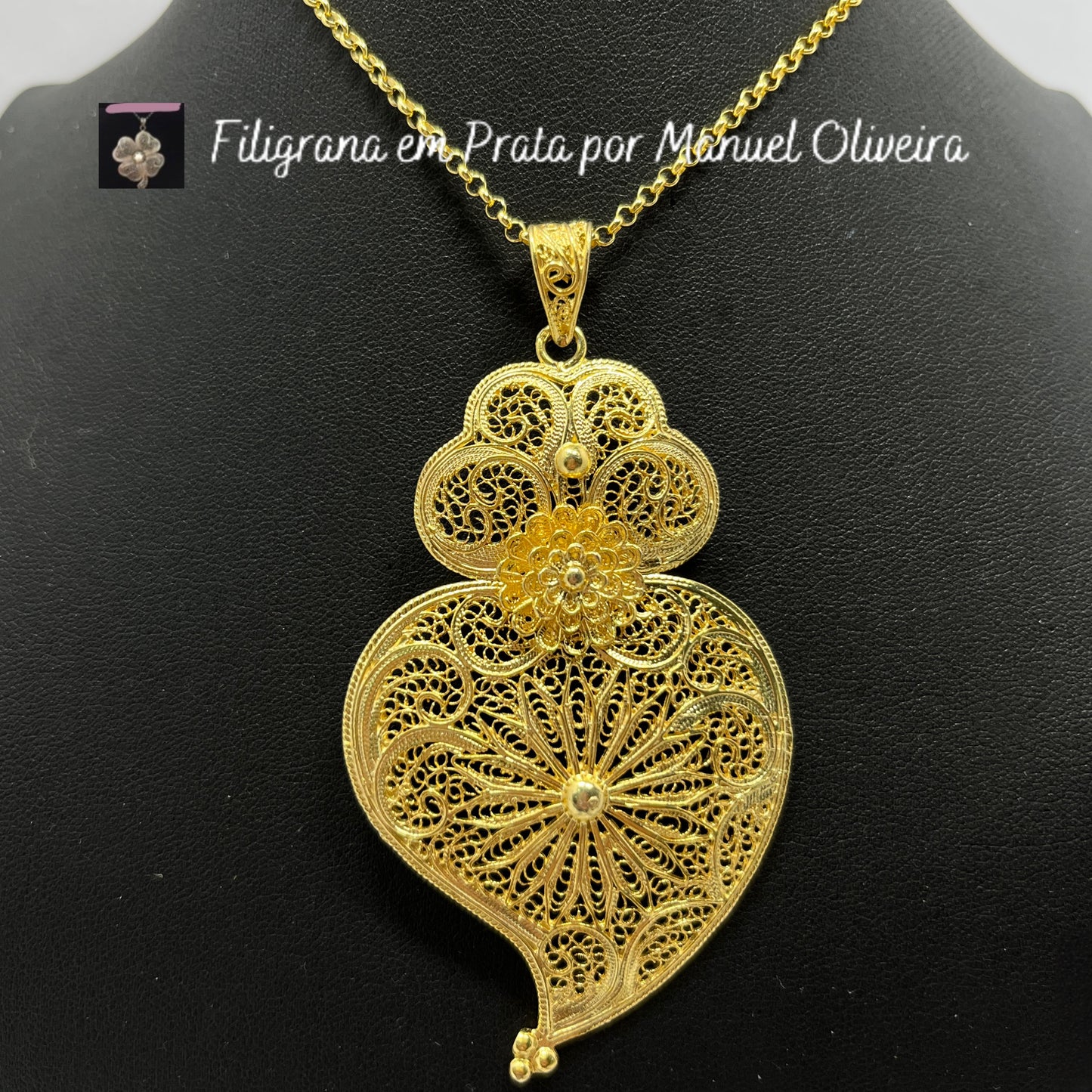 Medalha Coração de Viana com Flor Aberta