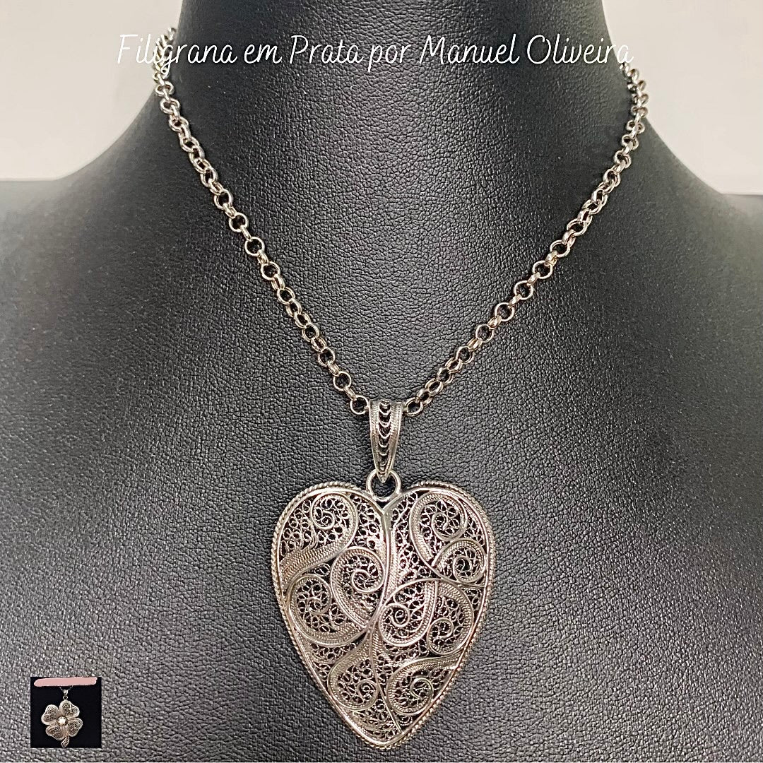 Medalha Coração de Filigrana Duplo