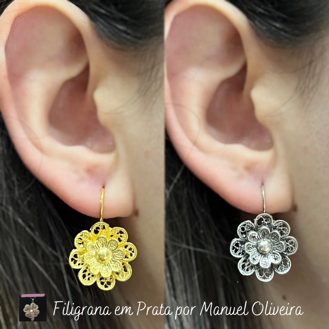 Brinco Flor Dupla de Filigrana