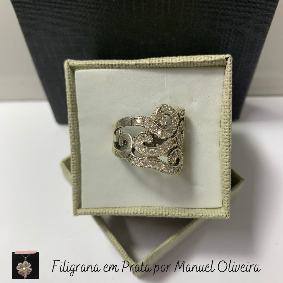 Anel de Zircónias Brancas