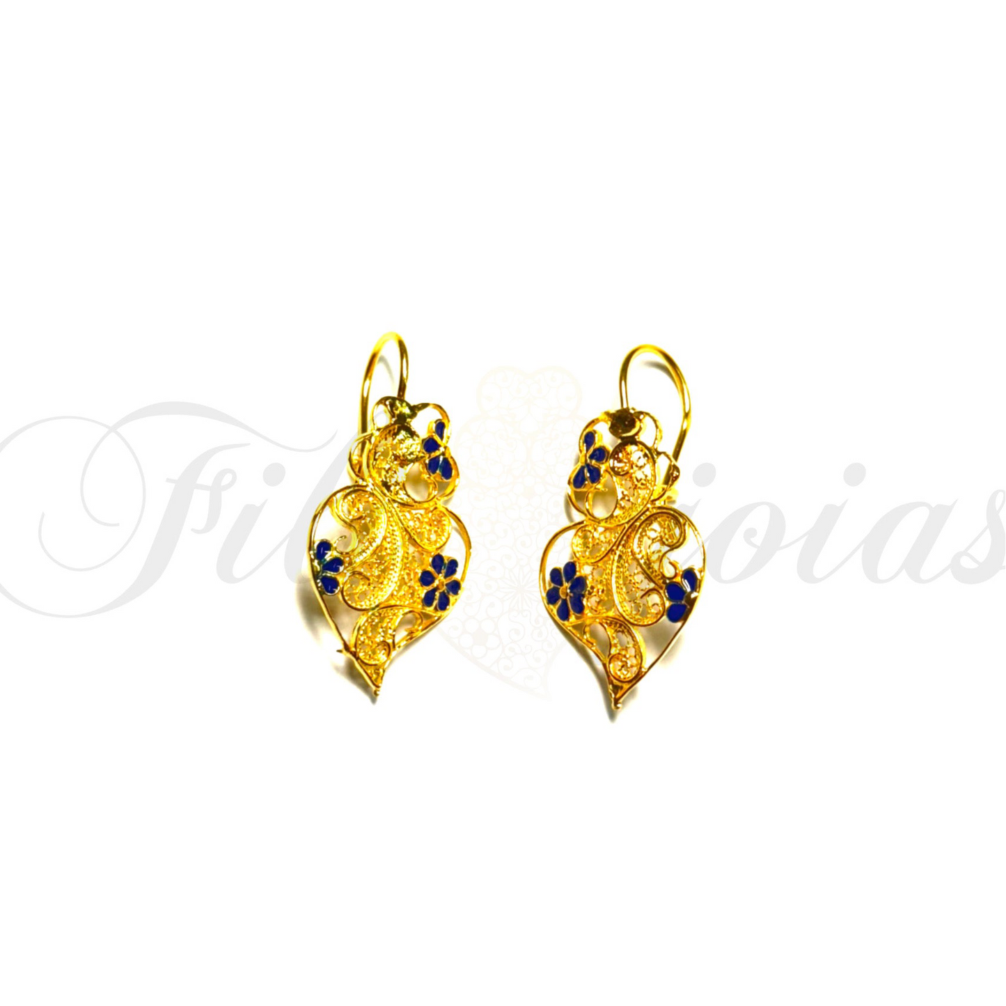 Brinco Coração de Viana Esmaltado com Flores