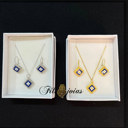 Brinco Losango de Esmalte com caramujos (tamanho M)