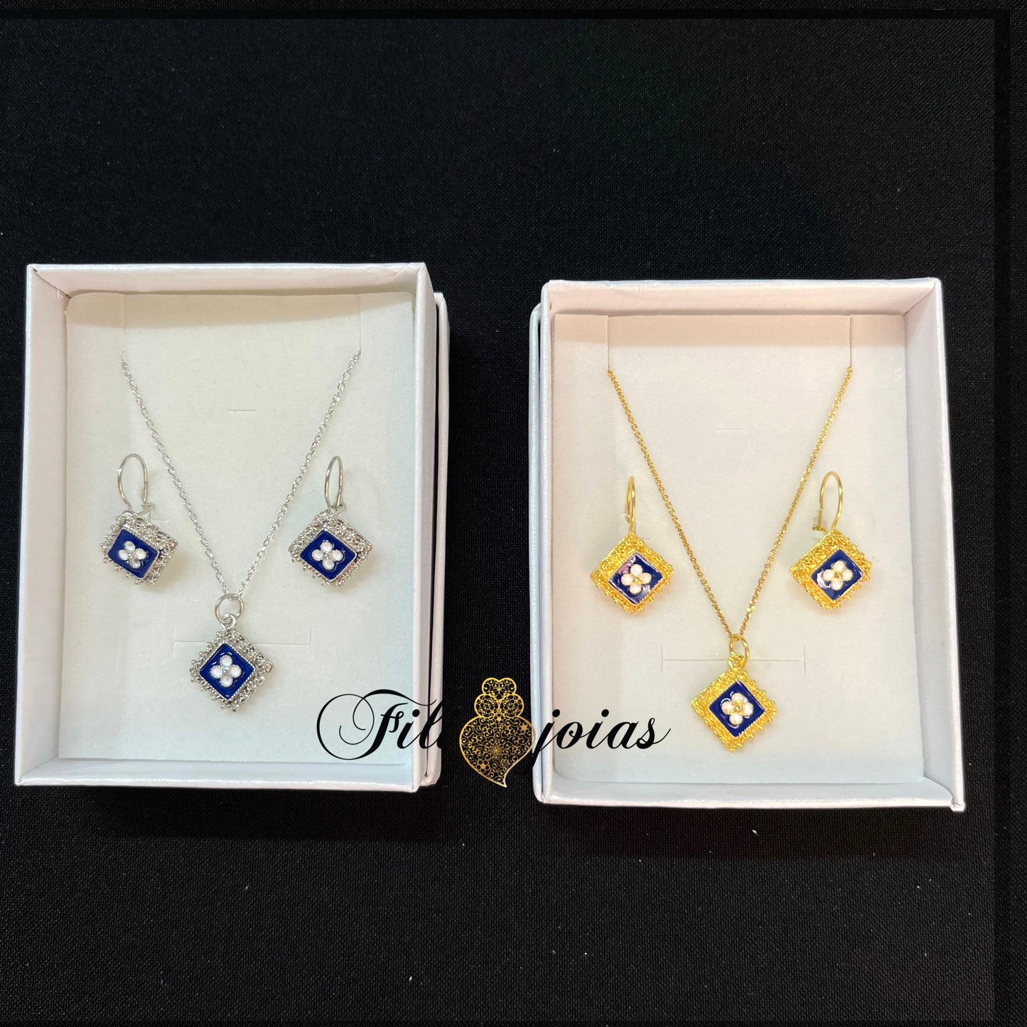 Conjunto Losango de Esmalte com caramujos (tamanho L)