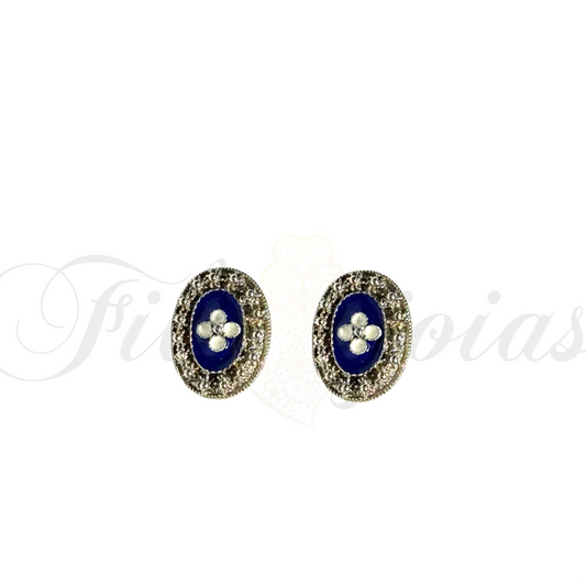 Brinco Oval de Esmalte com caramujos (tamanho pequeno)