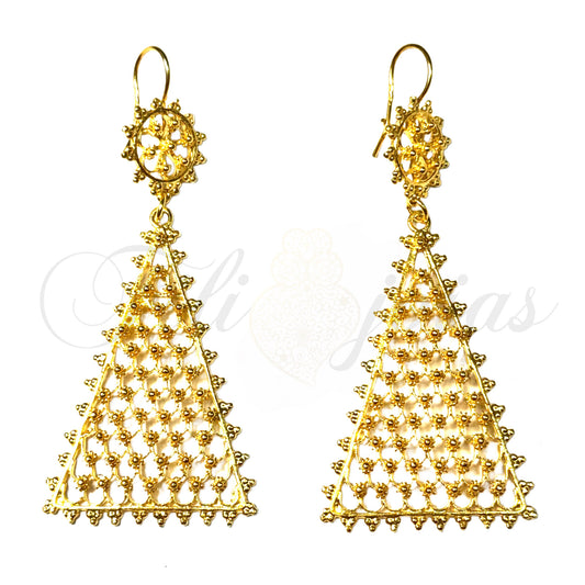 Brinco Triângulo Rendilhado (Tamanho grande)