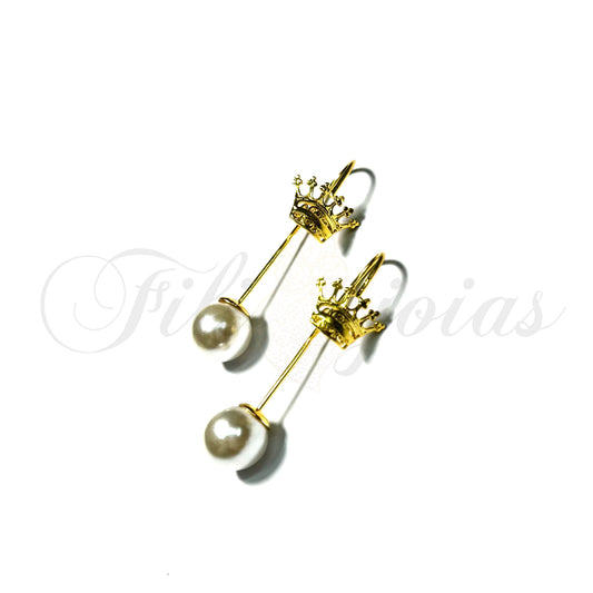 Brinco Pérola com Coroa
