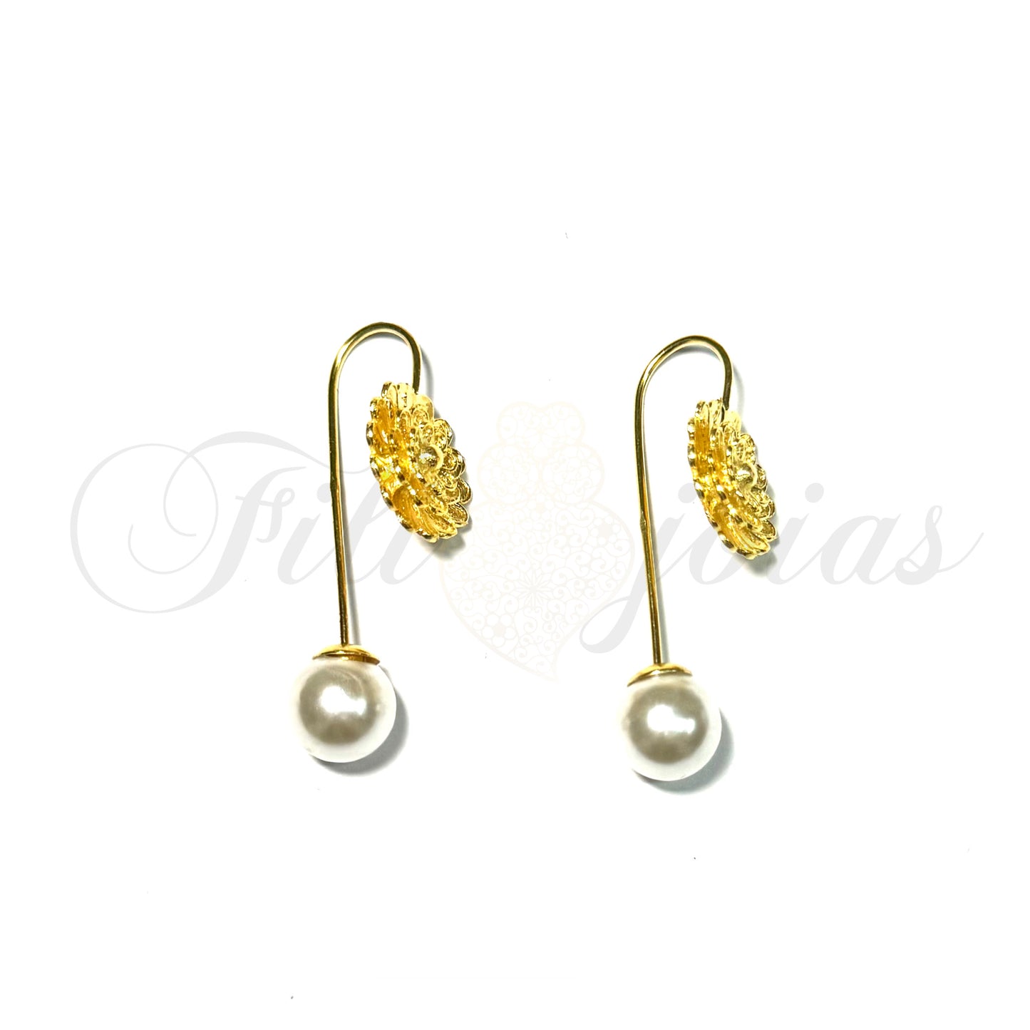 Brinco Pérola com Flor Aberta