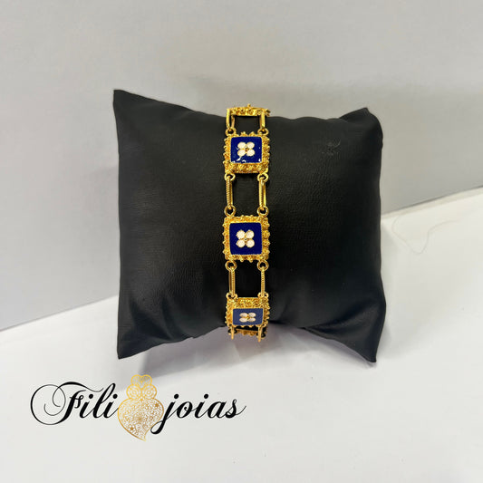 Pulseira de esmalte estilo quadrado