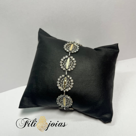 Pulseira Círculos em Filigrana Prata e Ouro