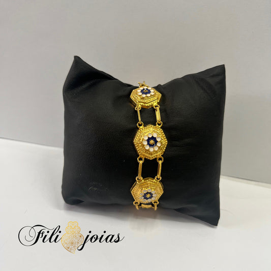 Pulseira de Esmalte estilo flor