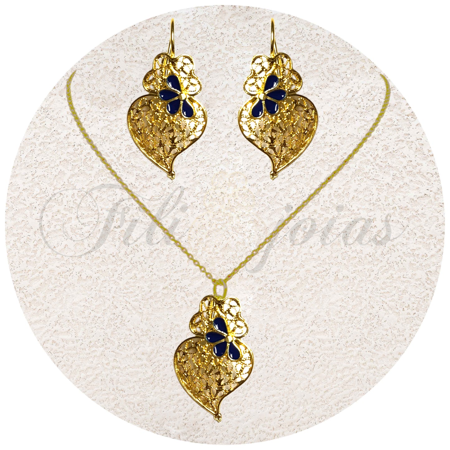 Conjunto Corações esmaltados