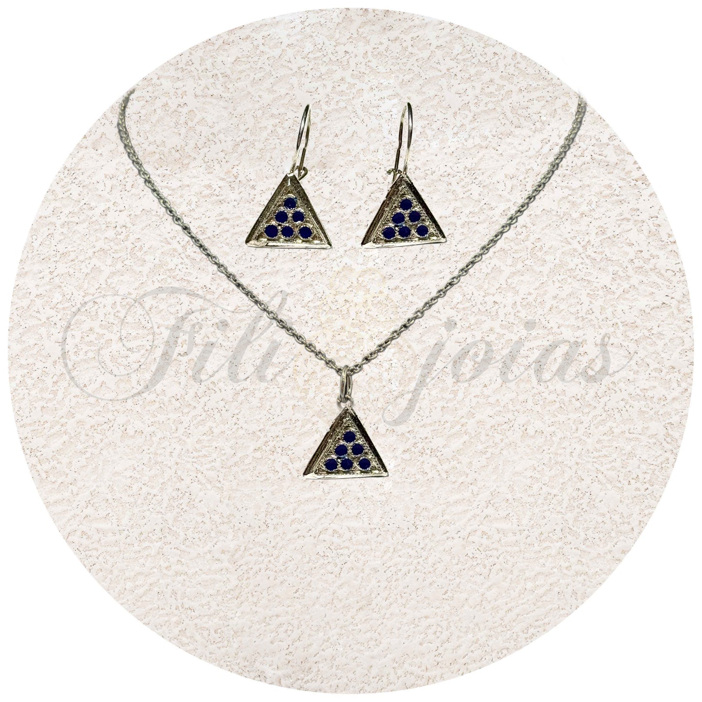 Conjunto Triângulo de Esmalte Azul (Tamanho L)