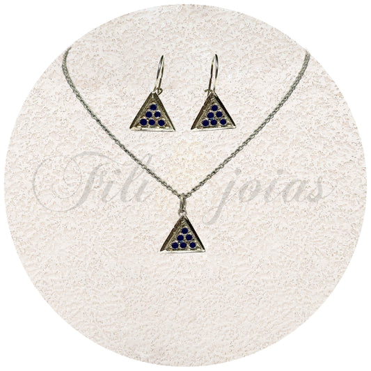 Conjunto Triângulo de Esmalte Azul (Tamanho L)