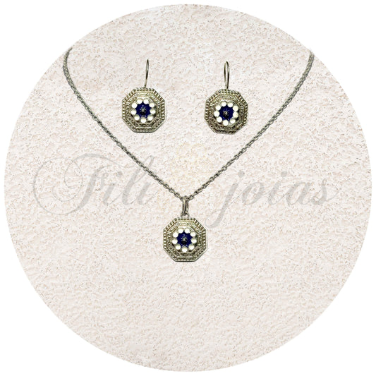 Conjunto Rosinha de Portugal esmalte invertido