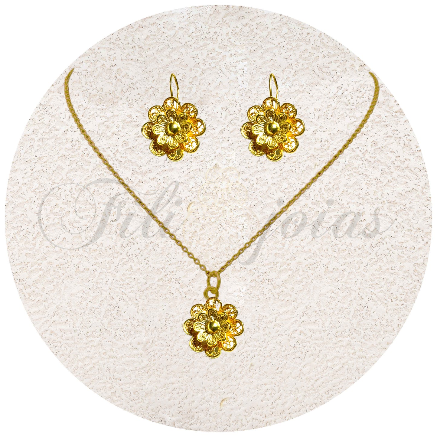 Conjunto Flor dupla de Filigrana