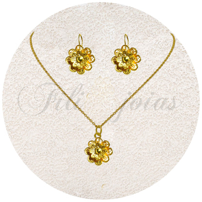 Conjunto Flor dupla de Filigrana