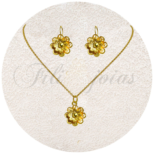 Conjunto Flor dupla de Filigrana