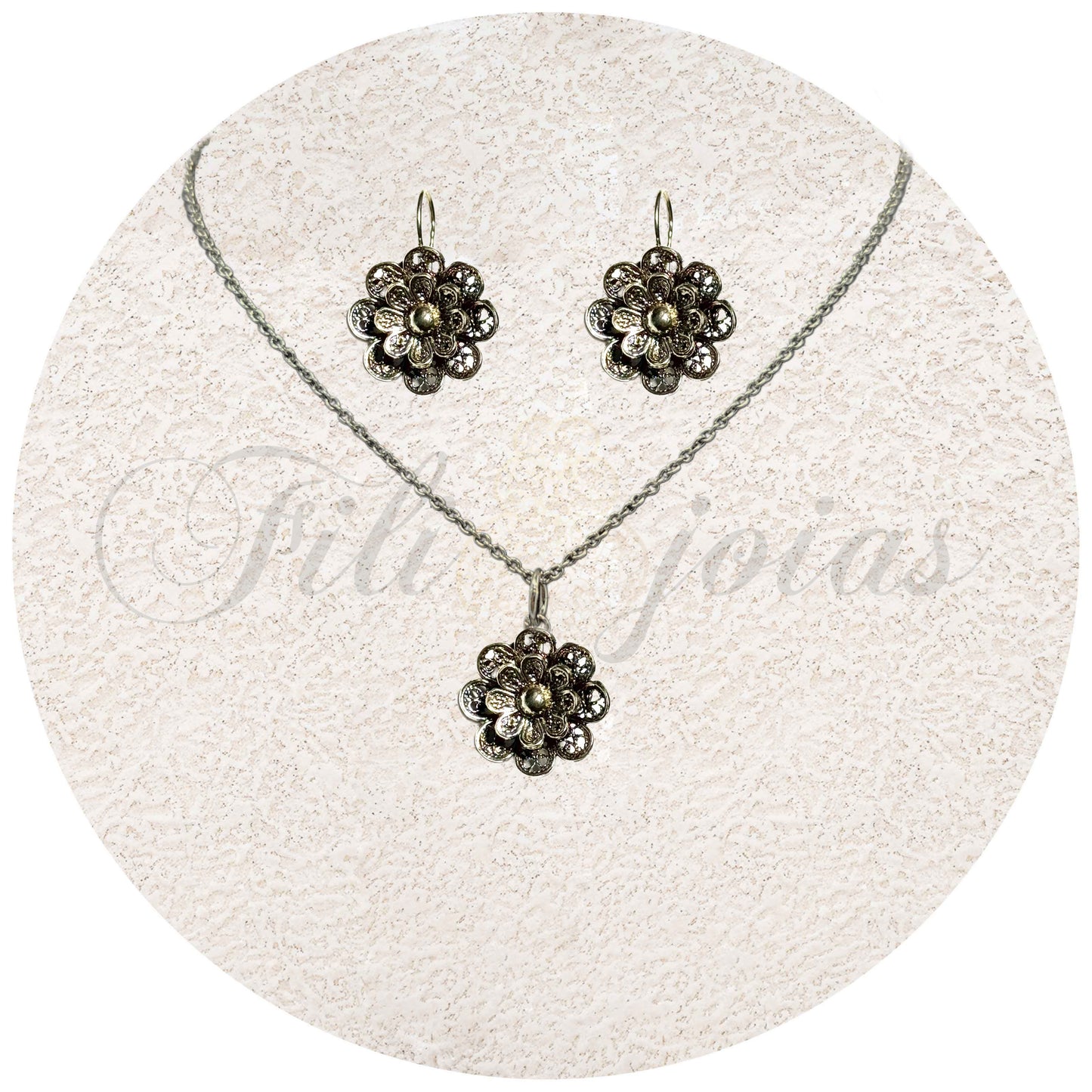 Conjunto Flor dupla de Filigrana