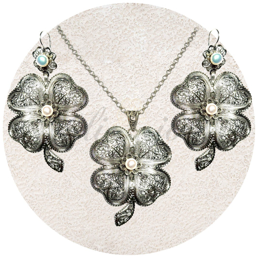 Conjunto Trevos de Filigrana