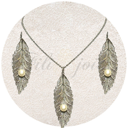 Conjunto Folha de Filigrana com Pérola