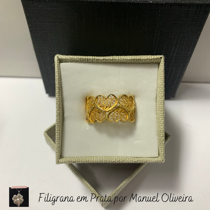 Anel corações de filigrana