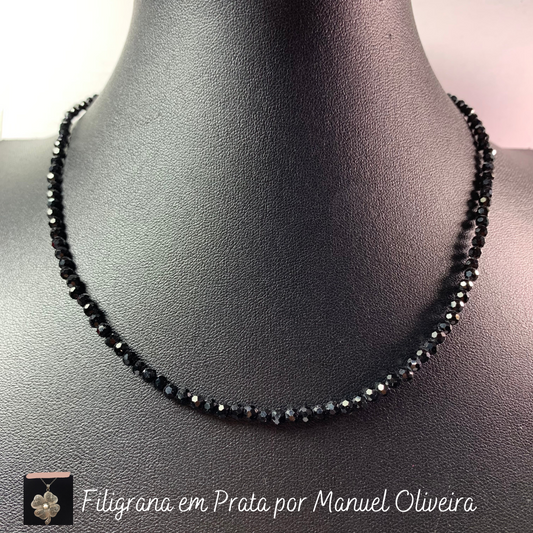 Colar Pedra Preta Lapidada