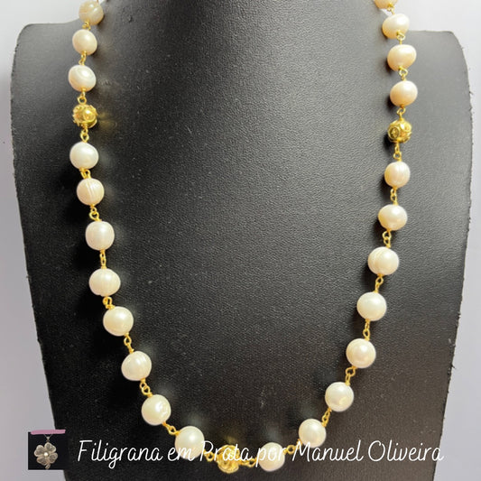 Colar Contas de Viana e Pérolas naturais
