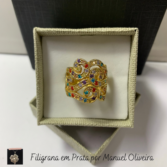 Anel de Zircónias Coloridas